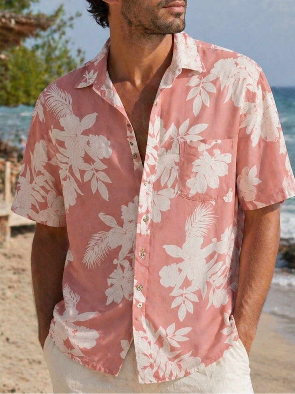 Pink Pastel Hawaiian Shirt • Medium • NWOT
